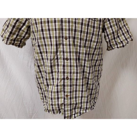 Carhartt Relaxed Fit Mens Large Green Brown Plaid Short Sleeve Button Work Shirt - Picture 5 of 12